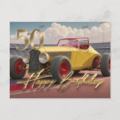 Klassieke raceauto Happy 50th Briefkaart (Voorkant)