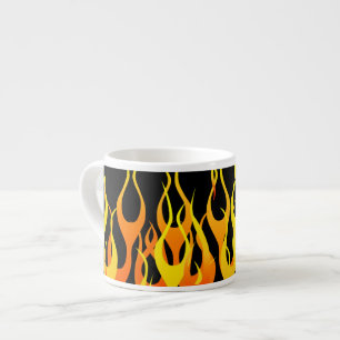 Klassieke raceflames op Solid Black Espresso Kop