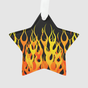 Klassieke raceflames op Solid Black Ornament
