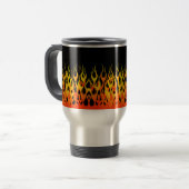 Klassieke raceflames op Solid Black Reisbeker (Voorkant links)