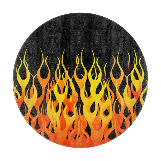 Klassieke raceflames op Solid Black Snijplank (Voorkant)