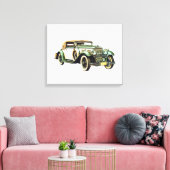  klassieke races, groene en cream-auto canvas afdruk (Insitu (Woonkamer))
