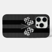 Klassieke racevoetstrepen in koolstofvezelstijl Case-Mate iPhone case (Achterkant (horizontaal))