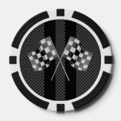 Klassieke racevoetstrepen in koolstofvezelstijl poker chips (Voorkant)