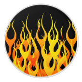 Klassieke Racing Flames Fire on Black Keramische Knop (Voorkant)