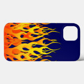 Klassieke Racing Flames Fire op Navy Blue Case-Mate iPhone Case (Achterkant (horizontaal))