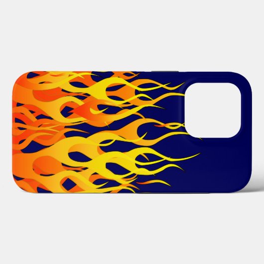 Klassieke Racing Flames Fire op Navy Blue Case-Mate iPhone Case (Achterkant (horizontaal))