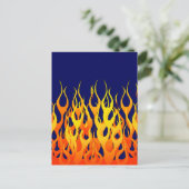 Klassieke Racing Flames Fire op Navy Blue Decor Briefkaart (Staand voorkant)