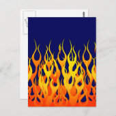 Klassieke Racing Flames Fire op Navy Blue Decor Briefkaart (Voorkant / Achterkant)