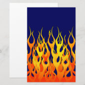Klassieke Racing Flames Fire op Navy Blue Decor Briefpapier (Voorkant / Achterkant)