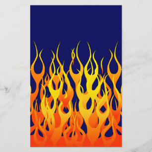Klassieke Racing Flames Fire op Navy Blue Decor Briefpapier