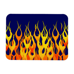 Klassieke Racing Flames Fire op Navy Blue Decor Magneet