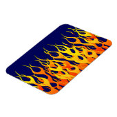 Klassieke Racing Flames Fire op Navy Blue Decor Magneet (Linkerzijde)