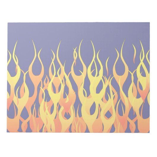 Klassieke Racing Flames Fire op Navy Blue Decor Notitieblok (Voorkant)