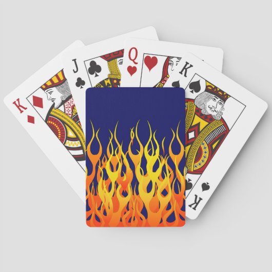 Klassieke Racing Flames Fire op Navy Blue Decor Pokerkaarten (Achterkant)