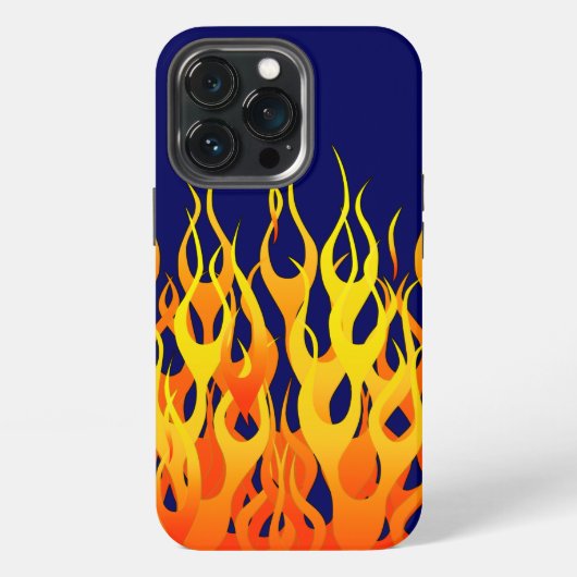 Klassieke Racing Flames Fire op Navy Blue iPhone Hoesje (Achterkant)