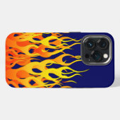 Klassieke Racing Flames Fire op Navy Blue iPhone Hoesje (Achterkant horizontaal)
