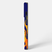 Klassieke Racing Flames Fire op Navy Blue iPhone Hoesje (Linkerkant)