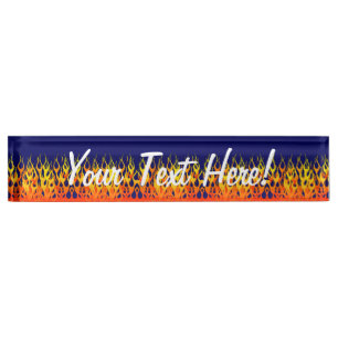Klassieke Racing Flames Fire op Navy Blue Naambordje