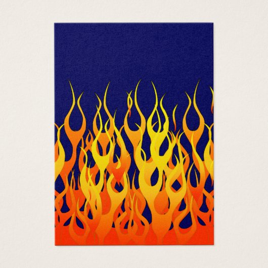 Klassieke Racing Flames Fire op Navy Blue Visitekaartjes (Voorkant)