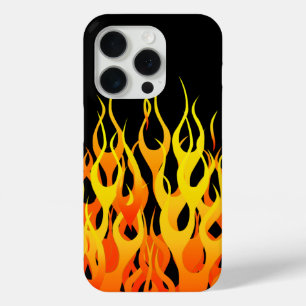 Klassieke Racing Vlammen Decor op een iPhone 15 Pro Case