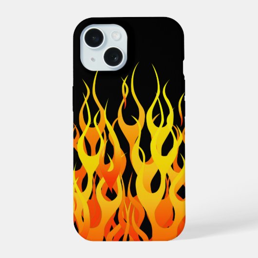 Klassieke Racing Vlammen Decor op een iPhone 15 Case (Achterkant)