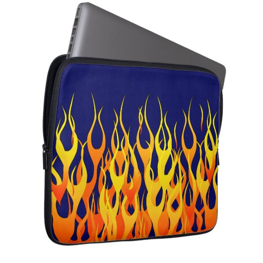 Klassieke Racing Vlammen op Marineblauw Laptop Sleeve (Voorkant Rechts)