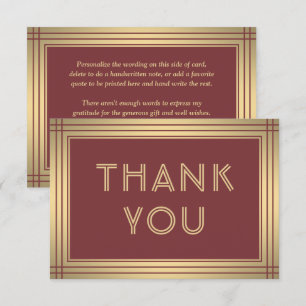 Klassieke rand Elegante bordeaux & gouden typograf Bedankkaart