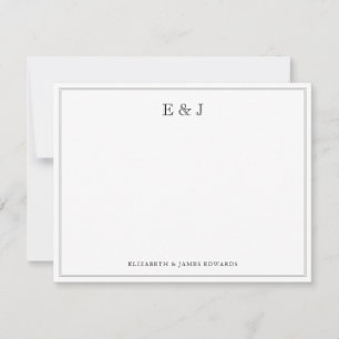 Klassieke rand elegante vintage koppelmonogram notitiekaartje