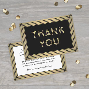 Klassieke rand Elegante zwarte en gouden typografi Bedankkaart