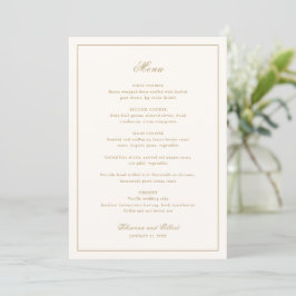 Klassieke rand ivoor en goud tijdloze trouwdag menu