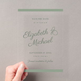 Klassieke rand save the date vlakke kaart acryl uitnodigingen