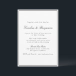 Klassieke rand script elegant bruiloft in één keer kaart<br><div class="desc">Classic Traditional Script Elegant Wedding Invitation met Narrow Border in Black en Online RSVP Details</div>