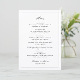 Klassieke rand zwart-wit tijdloze trouwdag menu