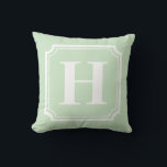 Klassieke randen | Mint Green gepersonaliseerd mon Kussen<br><div class="desc">Voeg de perfecte kleuren toe aan uw woonkamer of slaapkamer met dit klassieke monogram kussen met witte klassieke lijsten met eenvoudige typografie. Personaliseer door één of twee initialen toe te voegen. Dit monogram kussen zal perfect zijn als een persoonlijk geschenk.</div>