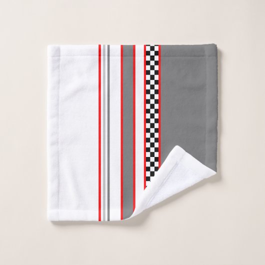 Klassieke ras met zwart wit rood en grijs bad handdoek (Wasdoekje)