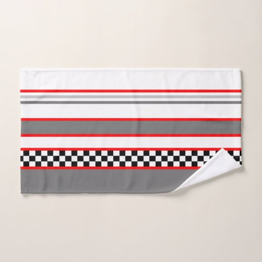 Klassieke ras met zwart wit rood en grijs bad handdoek (Handdoek)