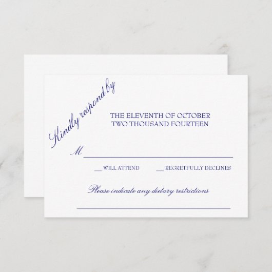 Klassieke reactiekaart RSVP kaartje (Voorkant / Achterkant)