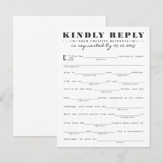 Klassieke reactiekaart RSVP kaartje (Voorkant / Achterkant)