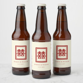 Klassieke rechthoek dubbel geluk Chinees huwelijk Bier Etiket