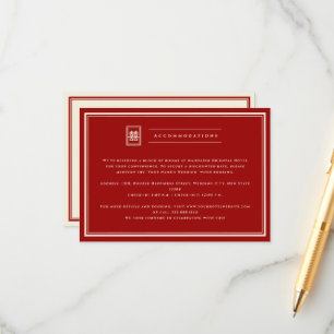 Klassieke rechthoek dubbel geluk Chinees huwelijk Informatiekaartje