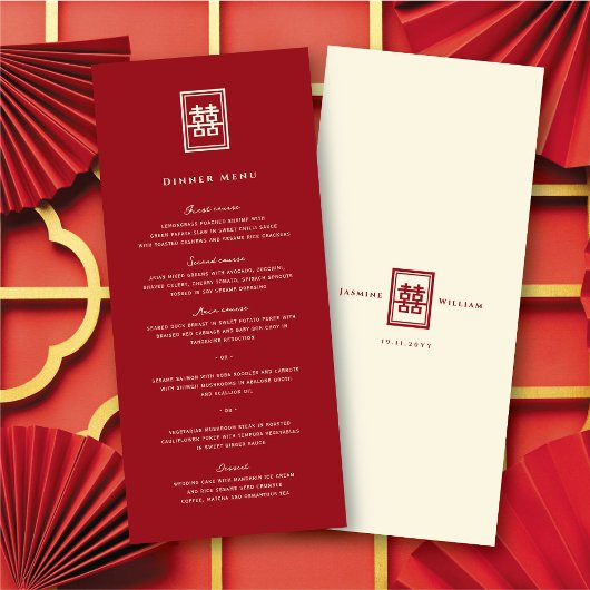 Klassieke rechthoek dubbel geluk Chinees huwelijk Menu