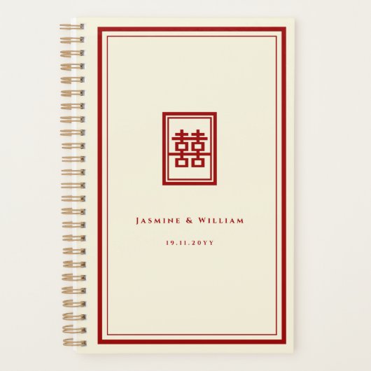 Klassieke rechthoek dubbel geluk Chinees huwelijk Planner (Voorkant)