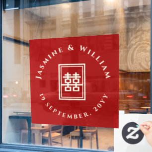 Klassieke rechthoek dubbel geluk Chinees huwelijk Raamsticker