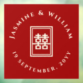 Klassieke rechthoek dubbel geluk Chinees huwelijk Raamsticker (Vel 3)