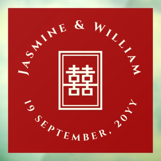 Klassieke rechthoek dubbel geluk Chinees huwelijk Raamsticker (Vel 3)