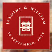 Klassieke rechthoek dubbel geluk Chinees huwelijk Raamsticker (Vel 2)