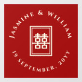 Klassieke rechthoek dubbel geluk Chinees huwelijk Raamsticker (Vel)