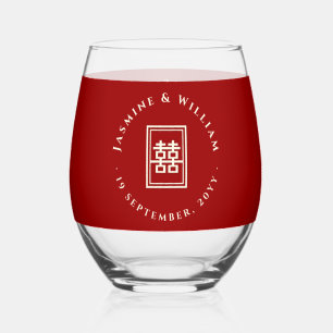Klassieke rechthoek dubbel geluk Chinees huwelijk Wijnglas Zonder Voet