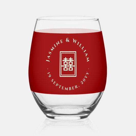 Klassieke rechthoek dubbel geluk Chinees huwelijk Wijnglas Zonder Voet (Voorkant)